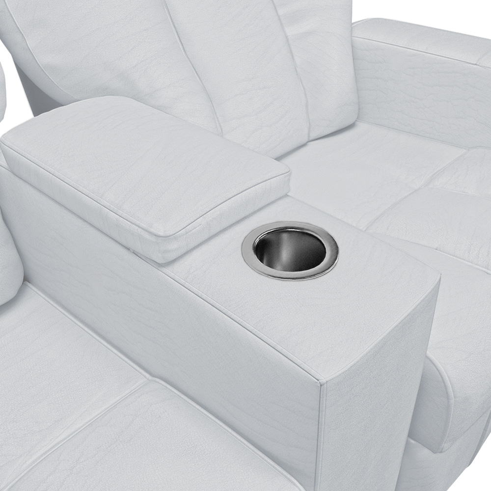 Poltrona Reclinável 2 Lugares para Sala de Cinema Pequim PU Branco G23 - Gran Belo