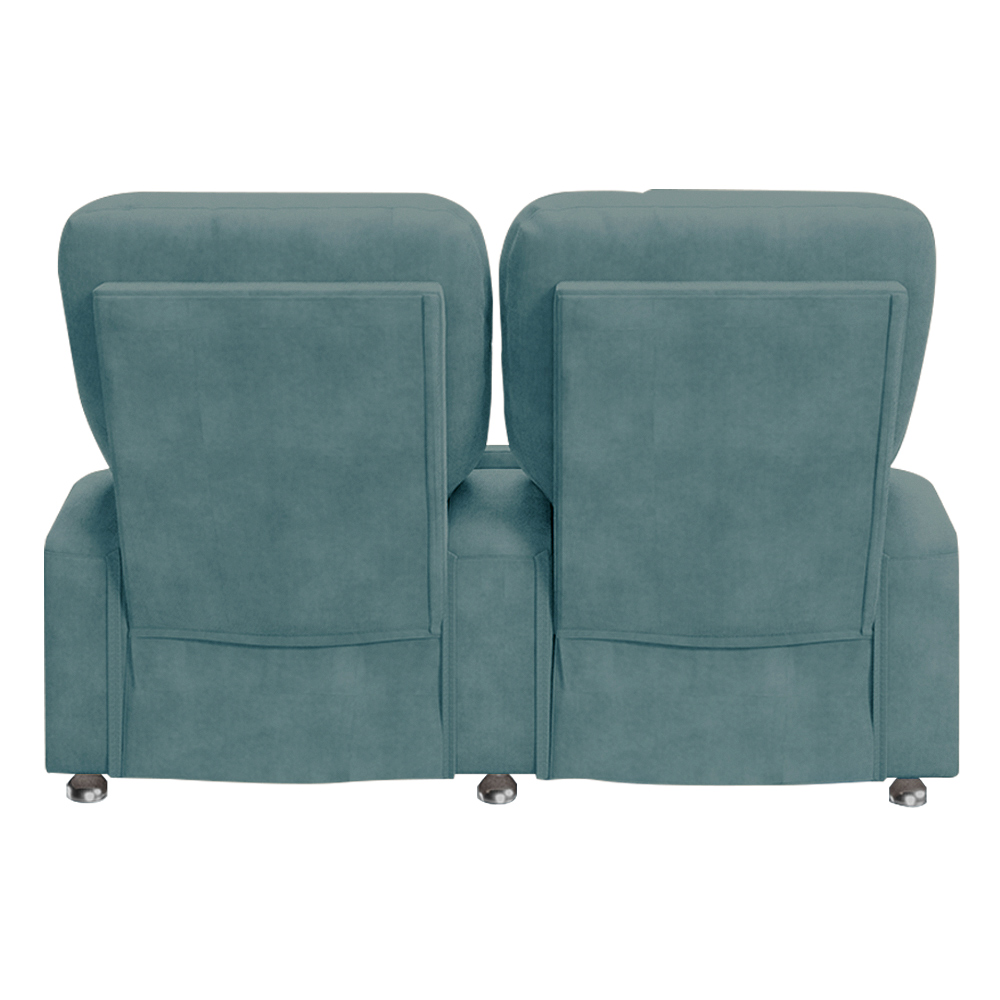 Poltrona Reclinável 2 Lugares para Sala de Cinema Pequim Veludo Azul Claro G23 - Gran Belo