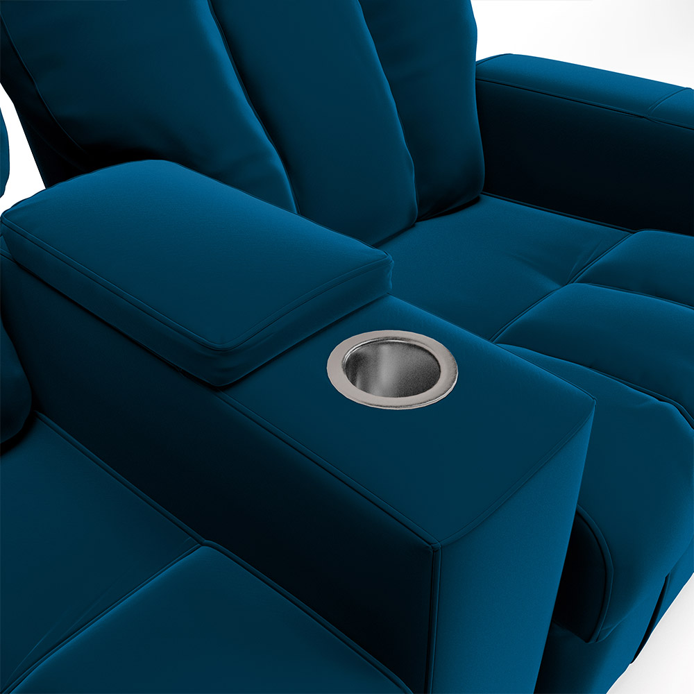 Poltrona Reclinável 2 Lugares para Sala de Cinema Pequim Veludo Azul Marinho G23 - Gran Belo