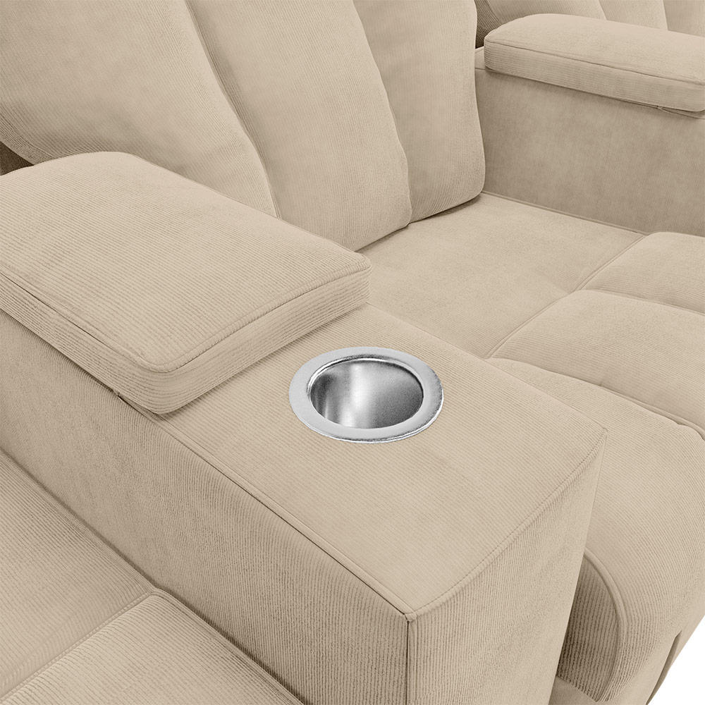 Poltrona Reclinável 3 lugares para Sala de Cinema Pequim Suede Bege G23 - Gran Belo