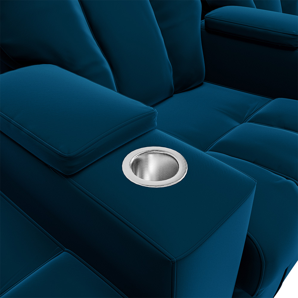 Poltrona Reclinável 3 lugares para Sala de Cinema Pequim Veludo Azul Marinho G23 - Gran Belo