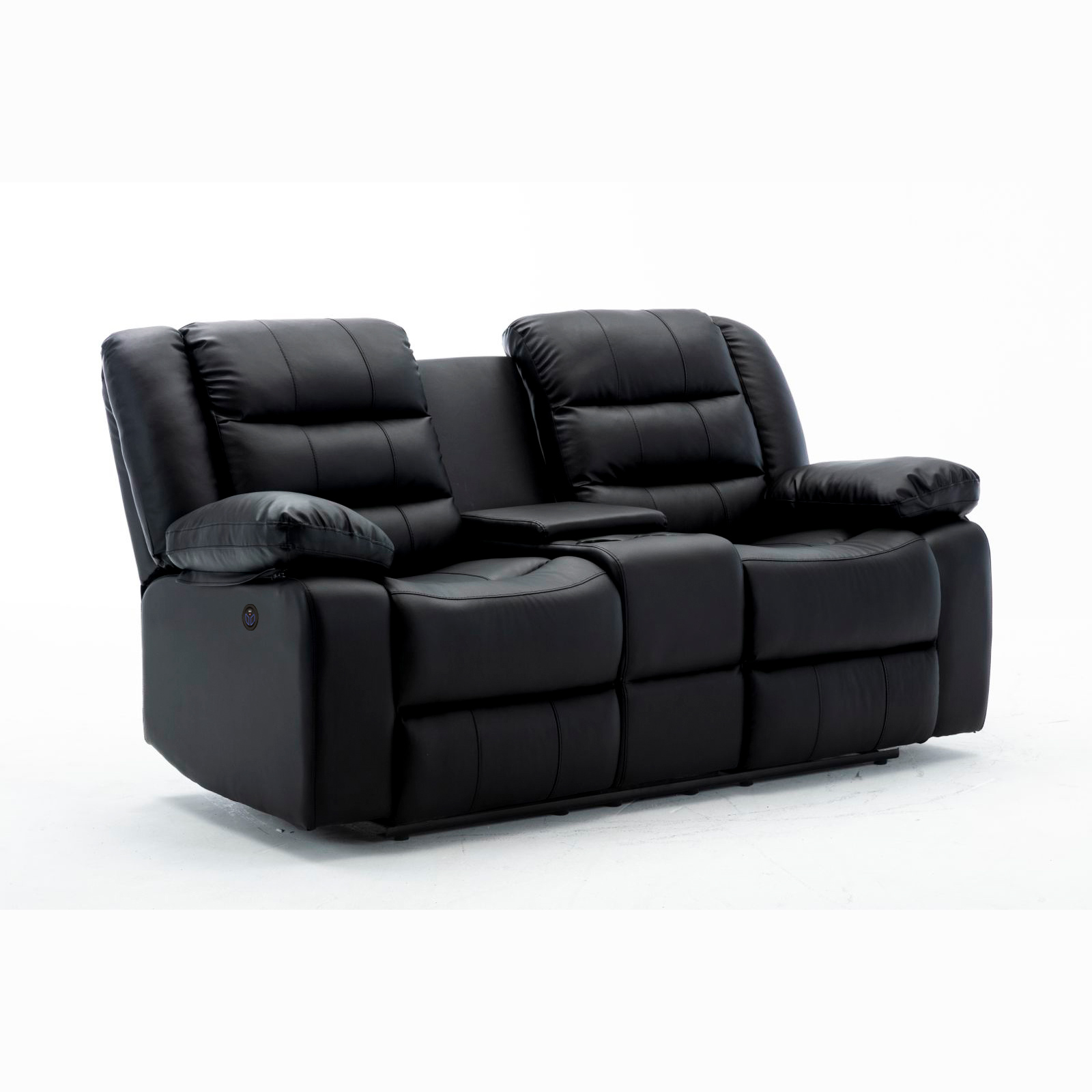 Poltrona Reclinável Elétrica Sala de Cinema Oscar 2 Lugares Baú/Massagem/Aquecimento PU Preto G31 - Laura Lar