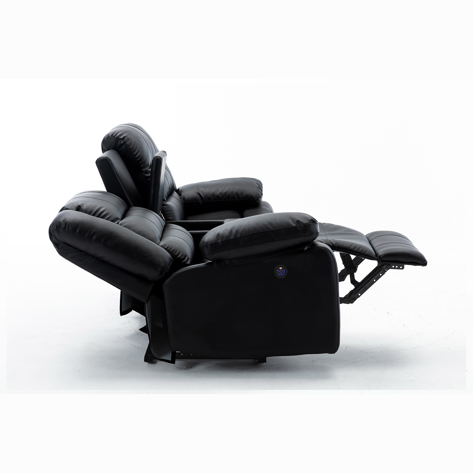 Poltrona Reclinável Elétrica Sala de Cinema Oscar 2 Lugares Baú/Massagem/Aquecimento PU Preto G31 - Laura Lar
