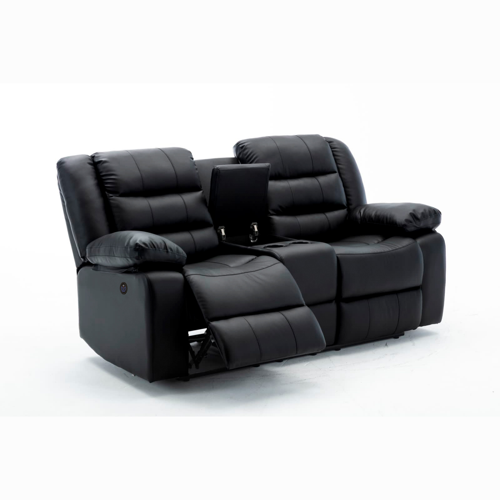 Poltrona Reclinável Elétrica Sala de Cinema Oscar 2 Lugares Baú/Massagem/Aquecimento PU Preto G31 - Laura Lar