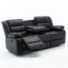 Poltrona Reclinável Manual de Cinema Hollywood 3 Lugares Porta Copos/Massagem/Aquecimento PU Preto G31 - Gran Belo