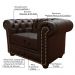 Poltrona Sala de Estar Chesterfield com Pés Madeira Couro Capucino - Gran Belo