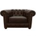 Poltrona Sala de Estar Chesterfield com Pés Madeira Couro Capucino G40 - Gran Belo