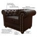 Poltrona Sala de Estar Chesterfield com Pés Madeira Couro Capucino G40 - Gran Belo
