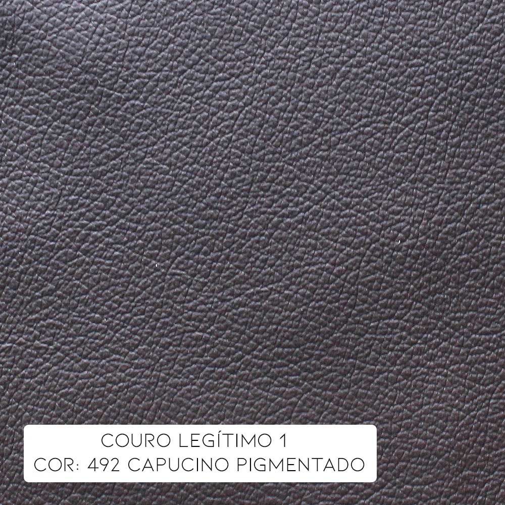 Poltrona Sala de Estar Chesterfield com Pés Madeira Couro Capucino G40 - Gran Belo