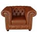 Poltrona Sala de Estar Chesterfield com Pés Madeira Couro Conhaque Brilho G40 - Gran Belo