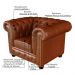 Poltrona Sala de Estar Chesterfield com Pés Madeira Couro Conhaque Brilho G40 - Gran Belo
