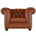 Poltrona Sala de Estar Chesterfield com Pés Madeira Couro Conhaque Brilho G40 - Gran Belo