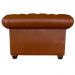 Poltrona Sala de Estar Chesterfield com Pés Madeira Couro Conhaque Brilho G40 - Gran Belo
