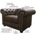 Poltrona Sala de Estar Chesterfield com Pés Madeira Couro Marrom - Gran Belo