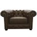 Poltrona Sala de Estar Chesterfield com Pés Madeira Couro Marrom G40 - Gran Belo