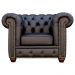 Poltrona Sala de Estar Chesterfield com Pés Madeira Couro Preto - Gran Belo