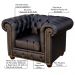Poltrona Sala de Estar Chesterfield com Pés Madeira Couro Preto - Gran Belo