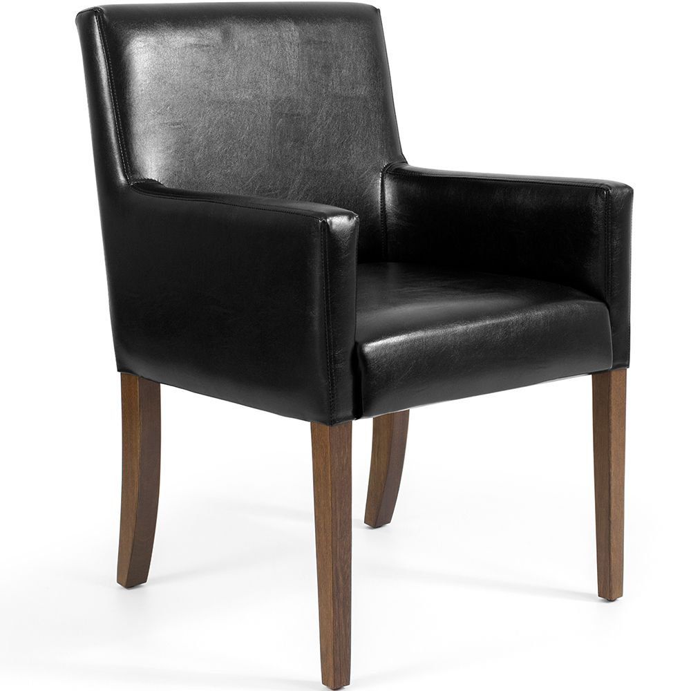 Poltrona Sala de Estar Decorativa Base Madeira Liverpool PU Sintético Preto G15 - Gran Belo