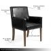 Poltrona Sala de Estar Decorativa Base Madeira Liverpool PU Sintético Preto G15 - Gran Belo