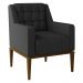 Poltrona Sala de Estar Decorativa Base Madeira Madonna PU Preto G52 - Gran Belo