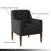 Poltrona Sala de Estar Decorativa Base Madeira Madonna PU Preto G52 - Gran Belo