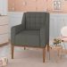 Poltrona Sala de Estar Decorativa Base Madeira Madonna Suede Grafite G52 - Gran Belo