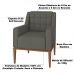 Poltrona Sala de Estar Decorativa Base Madeira Madonna Suede Grafite G52 - Gran Belo