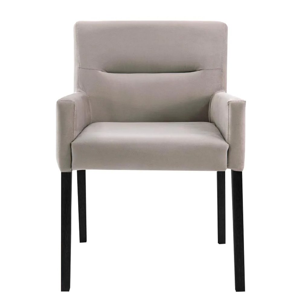 Poltrona Sala de Estar Decorativa Base Madeira Vicenza Veludo Nude G15 - Gran Belo