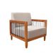 Poltrona Sala de Estar Pés Madeira Maciça Corda Náutica Preta 75cm Manila Linho Areia Rústico G63 - Gran Belo