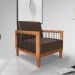 Poltrona Sala de Estar Pés Madeira Maciça Corda Náutica Preta 75cm Manila PU Marrom G63 - Gran Belo