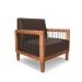 Poltrona Sala de Estar Pés Madeira Maciça Corda Náutica Preta 75cm Manila PU Marrom G63 - Gran Belo