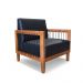 Poltrona Sala de Estar Pés Madeira Maciça Corda Náutica Preta 75cm Manila PU Preto G63 - Gran Belo