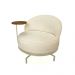 Poltrona Sala de Estar Pés em Ferro Champagne Giratória Braço Madeira Maciça 86cm Banff Bouclê Bege G63 - Gran Belo