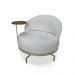 Poltrona Sala de Estar Pés em Ferro Champagne Giratória Braço Madeira Maciça 86cm Banff Bouclê Cinza G63 - Gran Belo