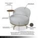 Poltrona Sala de Estar Pés em Ferro Champagne Giratória Braço Madeira Maciça 86cm Banff Bouclê Cinza G63 - Gran Belo