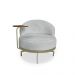 Poltrona Sala de Estar Pés em Ferro Champagne Giratória Braço Madeira Maciça 86cm Banff Bouclê Cinza G63 - Gran Belo