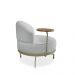 Poltrona Sala de Estar Pés em Ferro Champagne Giratória Braço Madeira Maciça 86cm Banff Bouclê Cinza G63 - Gran Belo
