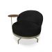 Poltrona Sala de Estar Pés em Ferro Champagne Giratória Braço Madeira Maciça 86cm Banff Bouclê Preto G63 - Gran Belo