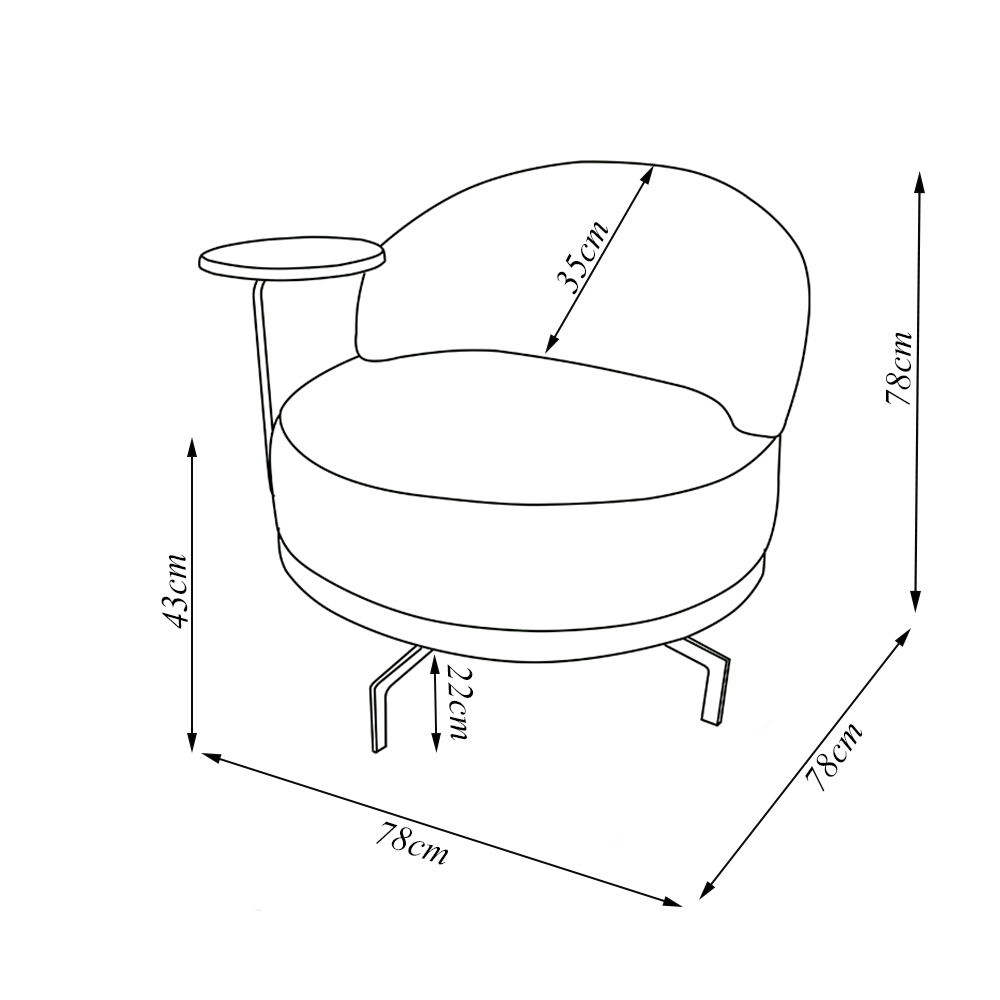 Poltrona Sala de Estar Pés em Ferro Champagne Giratória Braço Madeira Maciça 86cm Banff Bouclê Terracota G63 - Gran Belo