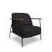Poltrona Sala de Estar Pés em Ferro Preto Braço Madeira Maciça 86cm Thane Bouclê Preto G63 - Gran Belo