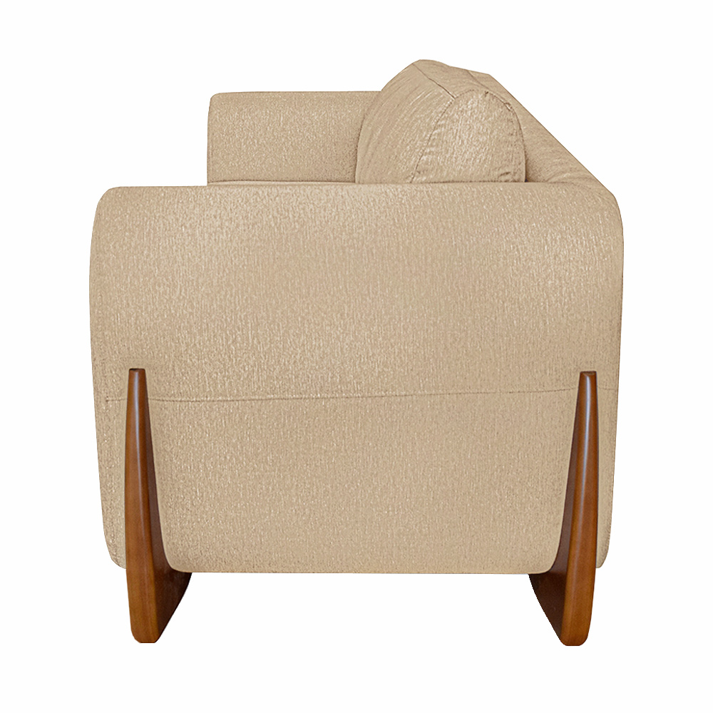 Poltrona Sala de Estar Pés em Madeira Buzz Linho Bege G63 - Gran Belo