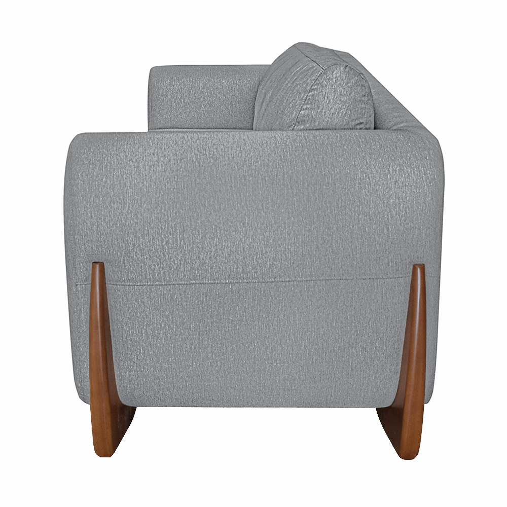 Poltrona Sala de Estar Pés em Madeira Buzz Linho Cinza G63 - Gran Belo