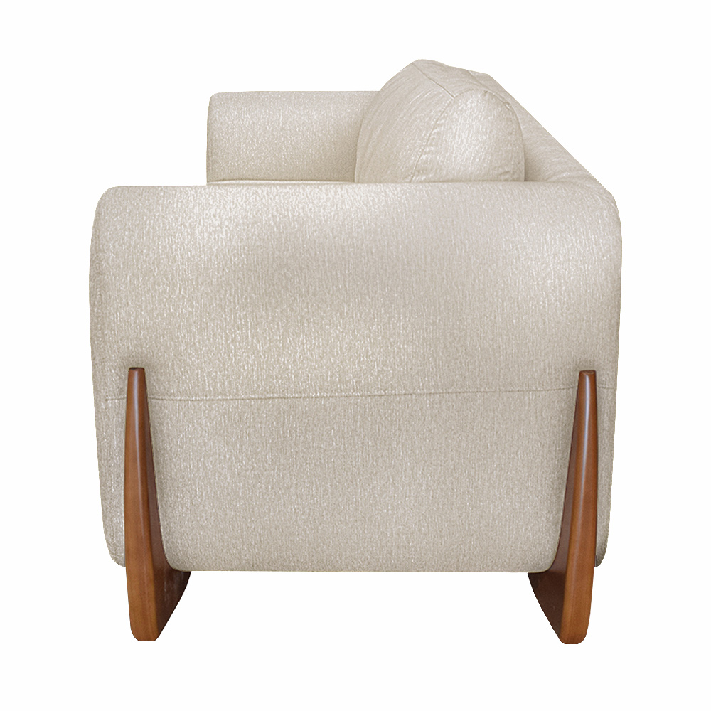 Poltrona Sala de Estar Pés em Madeira Buzz Linho Pérola G63 - Gran Belo