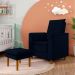 Poltrona de Amamentação Quarto de Bebê Gracy com Puff Pés Palito Veludo Azul Marinho G85 - Gran Belo