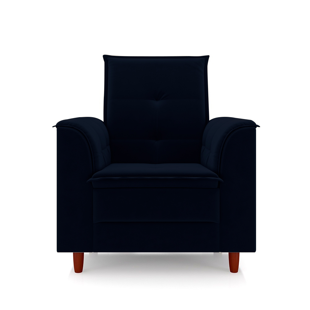 Poltrona de Amamentação Quarto de Bebê Gracy com Puff Pés Palito Veludo Azul Marinho G85 - Gran Belo