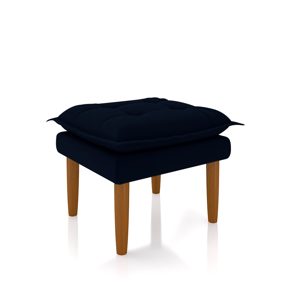 Poltrona de Amamentação Quarto de Bebê Gracy com Puff Pés Palito Veludo Azul Marinho G85 - Gran Belo