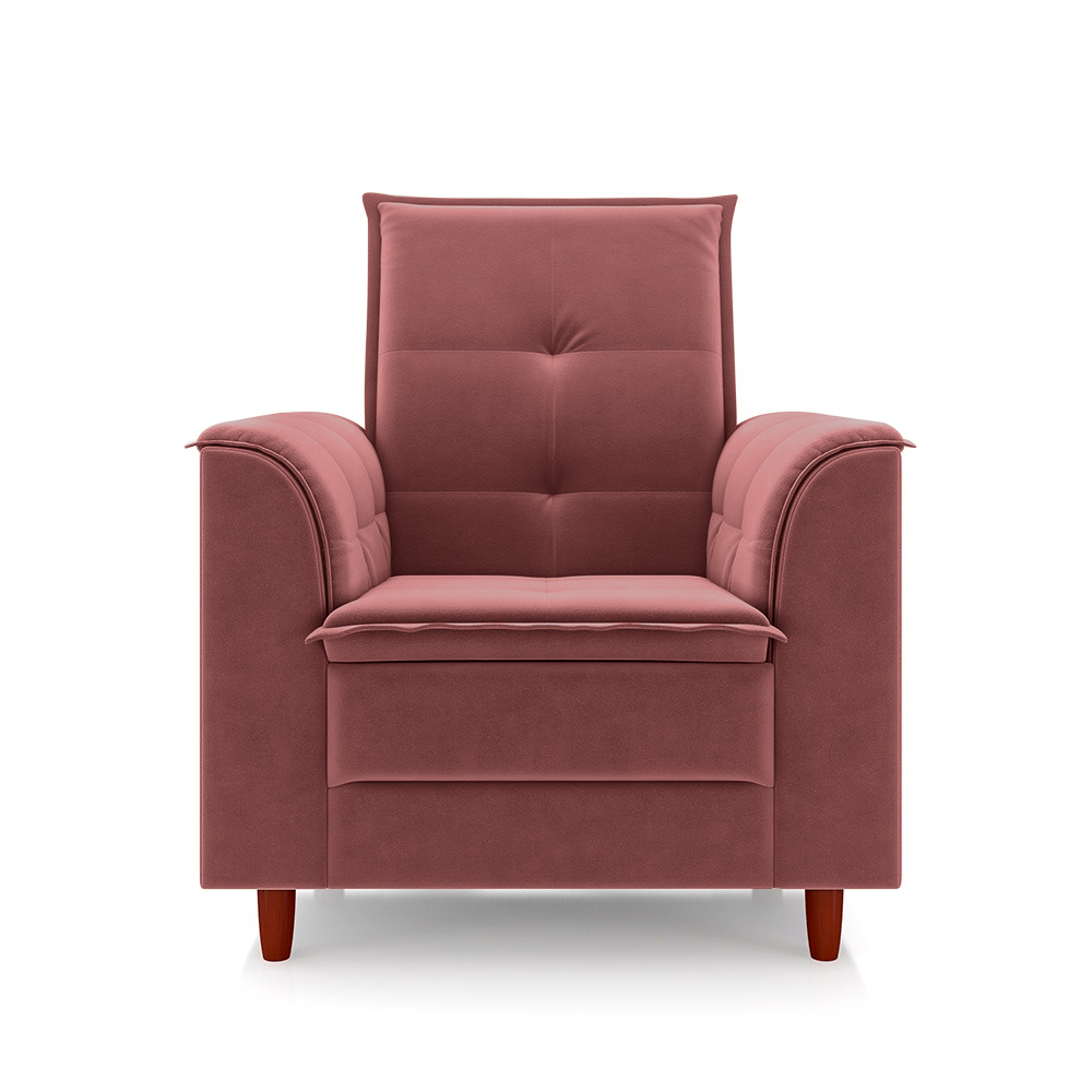 Poltrona de Amamentação Quarto de Bebê Gracy com Puff Pés Palito Veludo Rosa G85 - Gran Belo