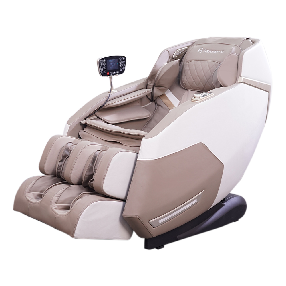 Poltrona de Massagem Elétrica 3D Marvin Reclinação Gravidade Zero Tela LCD PU Bege G94 - Gran Belo