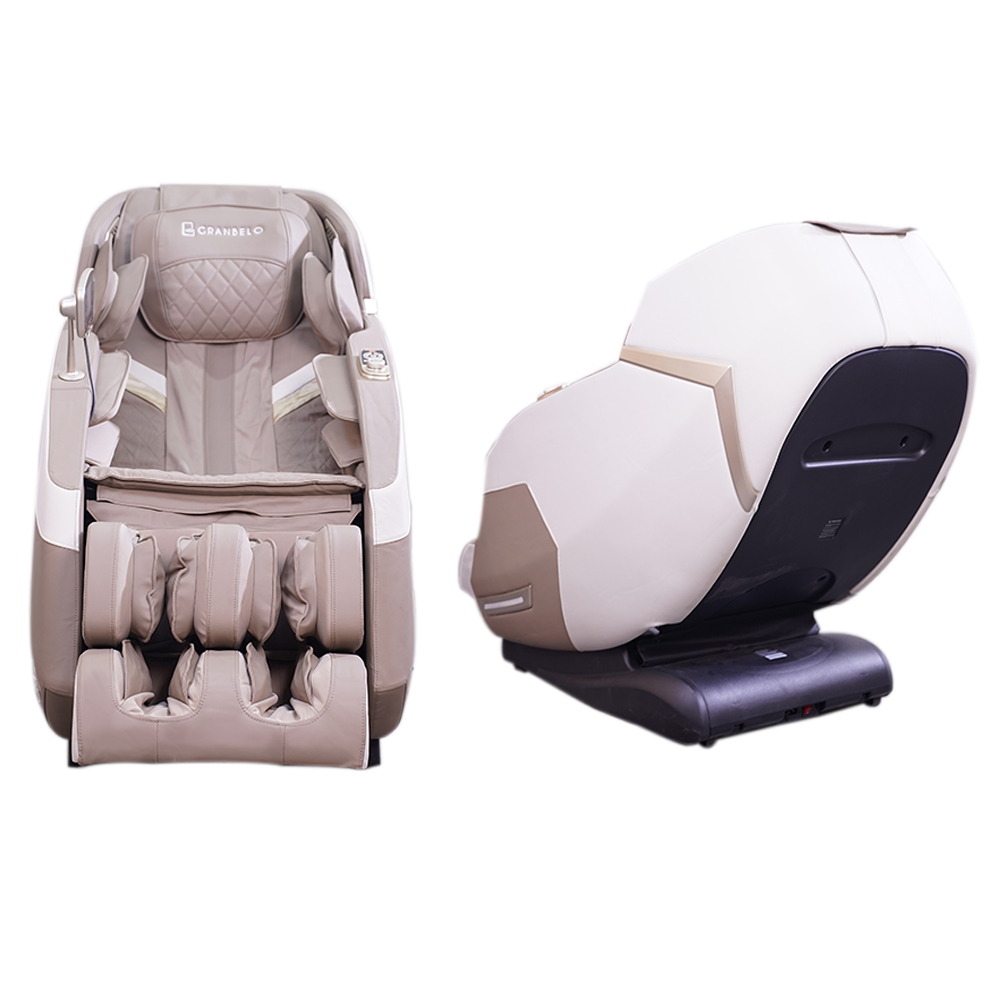 Poltrona de Massagem Elétrica 3D Marvin Reclinação Gravidade Zero Tela LCD PU Bege G94 - Gran Belo