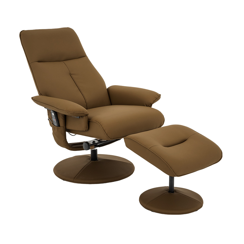Poltrona de Massagem Reclinável Arizona Giratória com Puff para os Pés Pu Caramelo G56 - Gran Belo